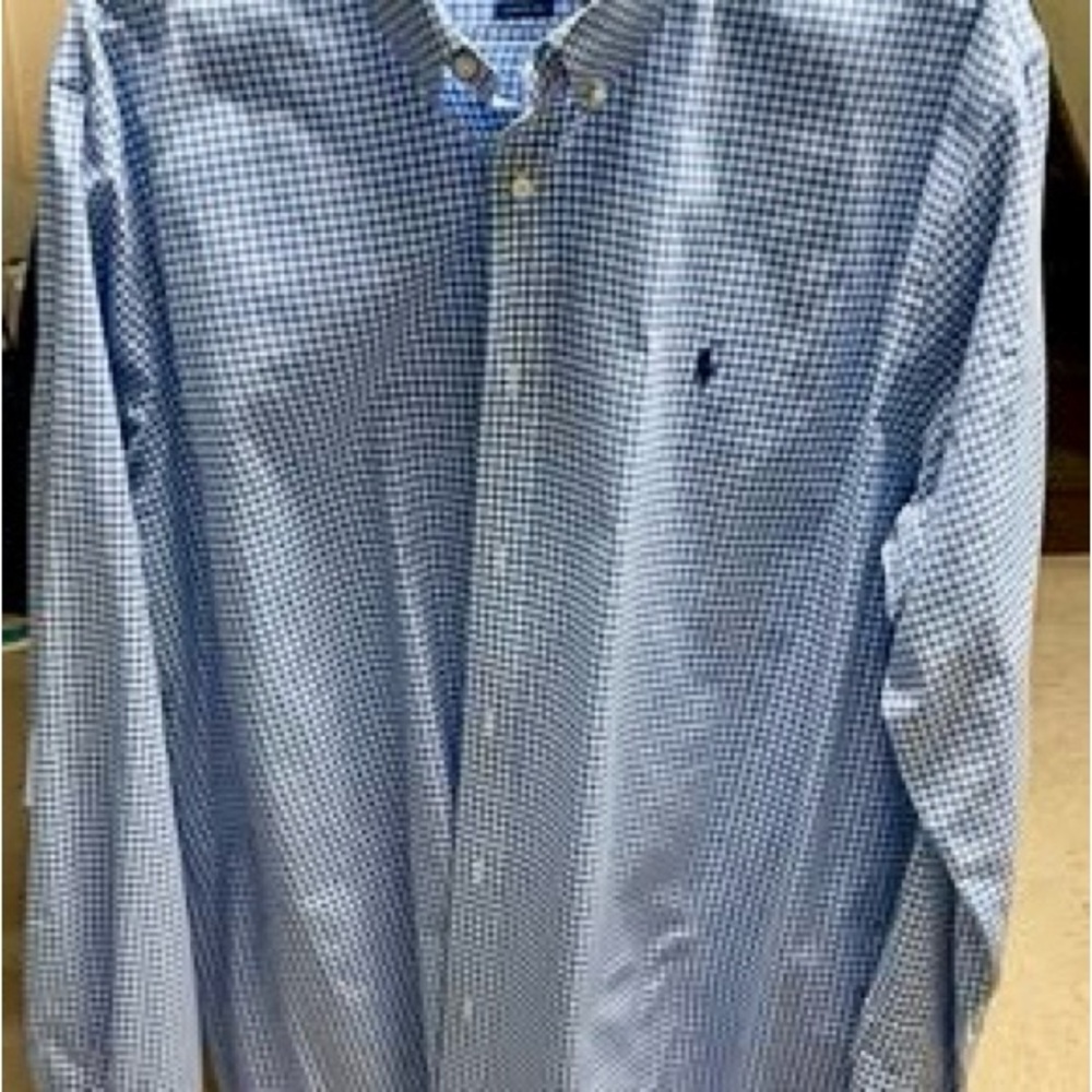 Ralph Lauren Blue Gingham Button Down Shirt